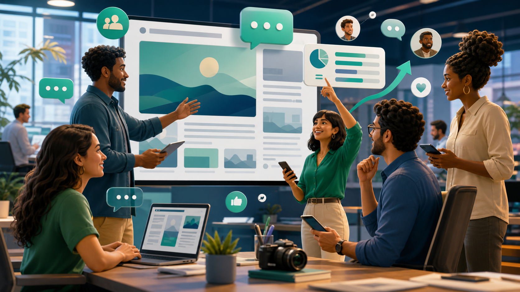 Equipe de um portal de notícias acompanhando comentários, reações e uma enquete ao vivo